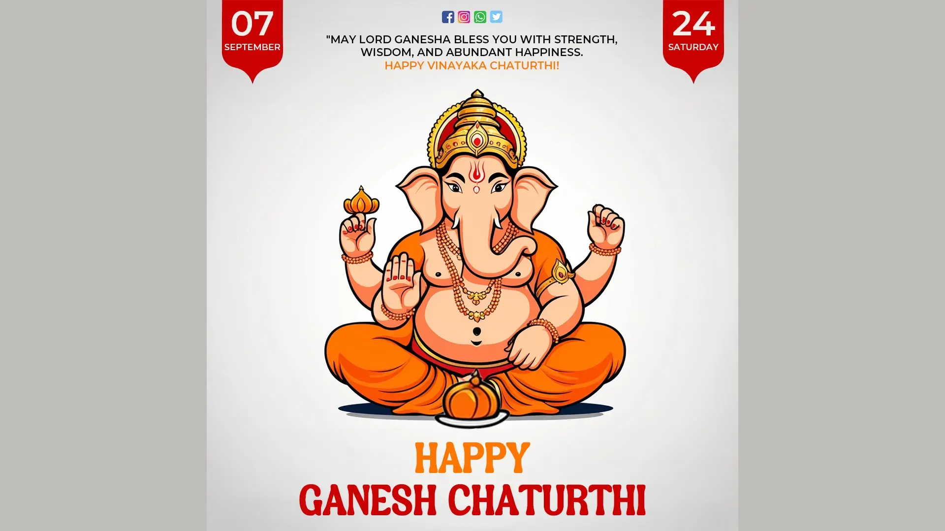 Vibrant Ganesh Chaturthi E-Card Template PSD for Instagram Post image